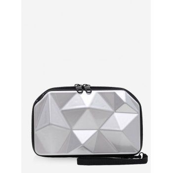 

Geometric Textured Hard Crossbody Mini Bag, Silver