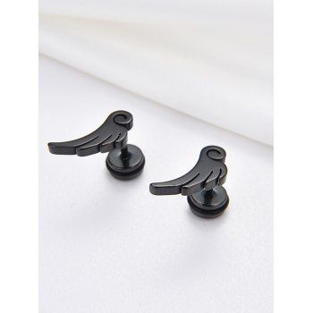 

Angel Wing Shape Stainless Steel Stud Earrings, Black