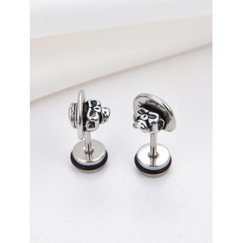 

Hat Skull Shape Stainless Steel Stud Earrings, Silver