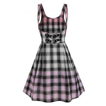 

Plaid Ombre Color Heart-ring Suspender Flared Skirt, Multicolor