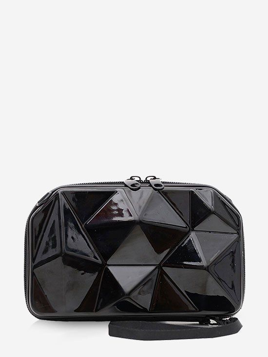 Mini Sac à Bandoulière Géométrique Texturé - Noir 