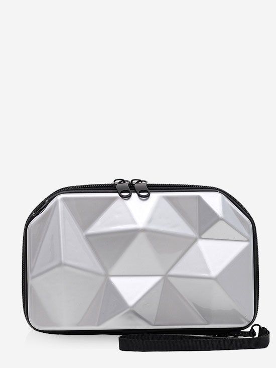Mini Sac à Bandoulière Géométrique Texturé - Argent 