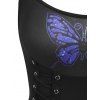 Butterfly Skull Panel Print Corset Waist Flare Dress - BLACK L