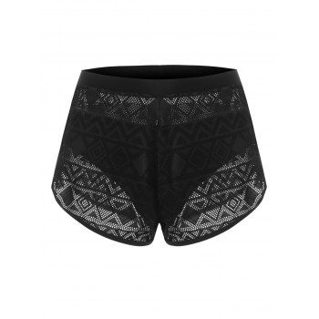 Gothic Pointelle Knit Swim Shorts Sheer with Cheeky Bikini Briefs dresslily imagine noua 2022