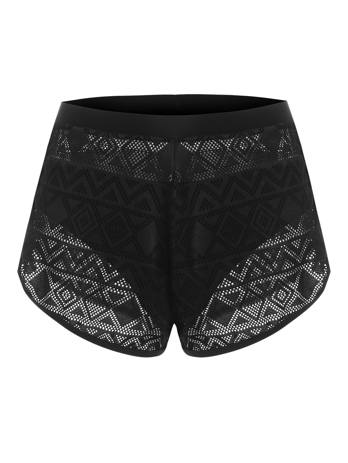 Geo Pointelle Knit Shorts with Briefs - BLACK XXL