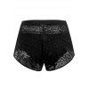 Gothic Swim Shorts Geometric Pointelle Knit Swim Shorts Sheer with Cheeky Summer Bikini Briefs - BLACK S