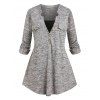 T-shirt Teinté de Grande Taille Fausse Deux Pièces - Gris 2X