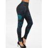 Legging Moulant à Imprimé Crâne et Rose Halloween à Taille Haute - Noir M