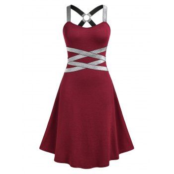 

Plus Size Crisscross Sparkle Tape Midi Dress, Deep red