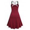 Plus Size Crisscross Sparkle Tape Midi Dress - DEEP RED 4X