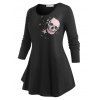 Plus Size Skull Print Halloween Pajamas Set - BLACK 4X