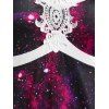 Plus Size Lace Panel Elk Print 3D Galaxy Christmas Dress - multicolor 5X