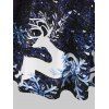 Plus Size Lace Panel Elk Print 3D Galaxy Christmas Dress - multicolor 5X