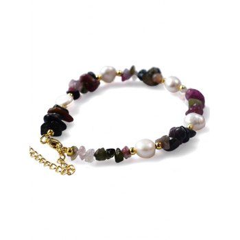 

Irregular Gemstone Pearl Beaded Bracelet, Purple amethyst