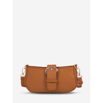 

Faux Leather Buckle Embellished Crossbody Bag, Brown