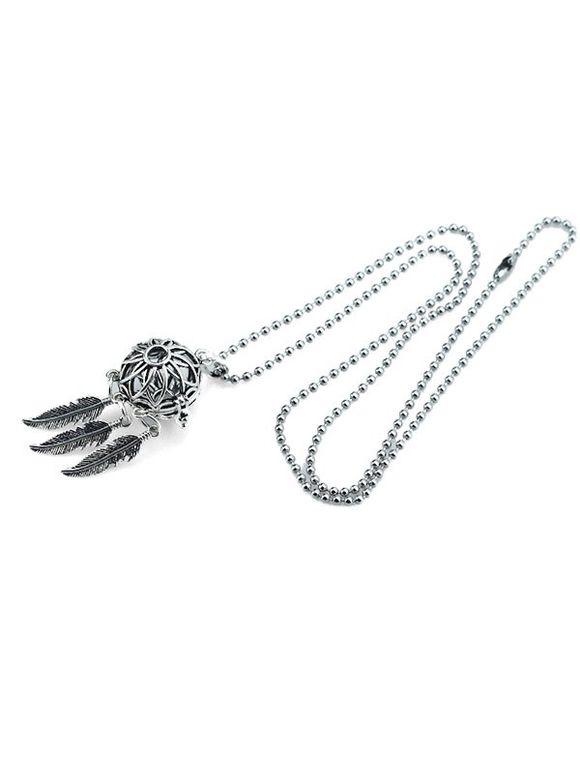 Collier Evidé Fleuri en Forme de Plume - Argent 