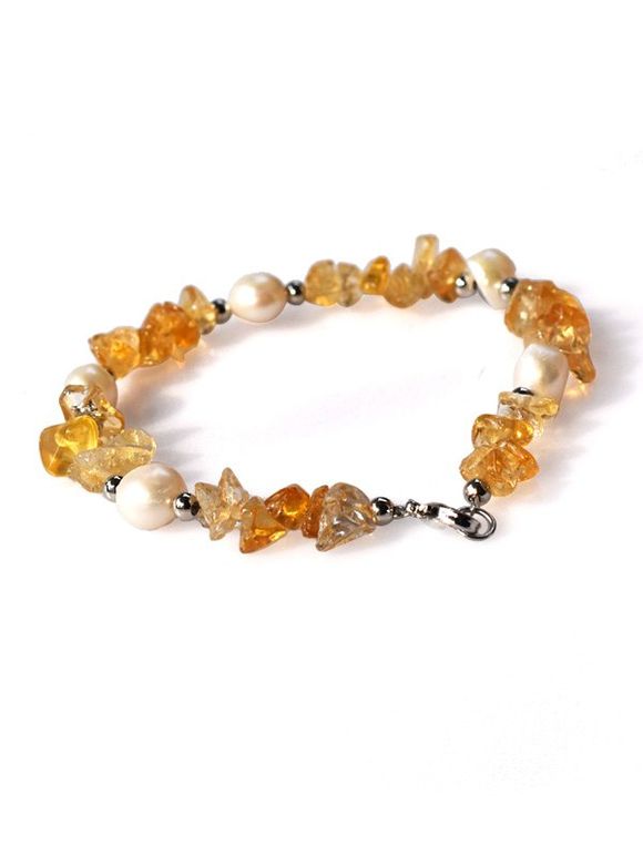 Bracelet Perlé Irrégulier en Cristal - Jaune 