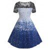 Plus Size Lace Panel Polka Dot Flare Dress - multicolor 1X