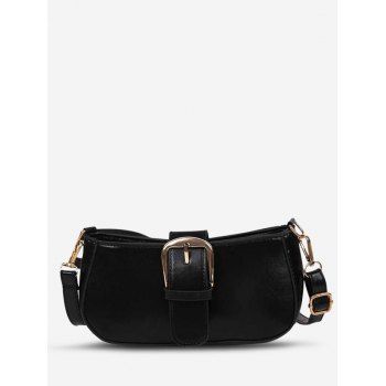 

Faux Leather Buckle Embellished Crossbody Bag, Black