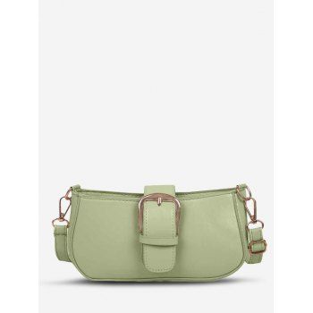 

Faux Leather Buckle Embellished Crossbody Bag, Light green