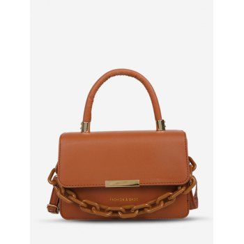 

Letter Chain Tote Crossbody Bag, Brown