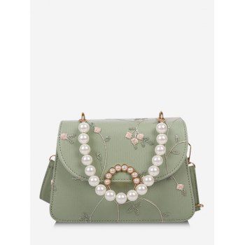 

Floral Faux Pearl Crossbody Bag, Dark sea green