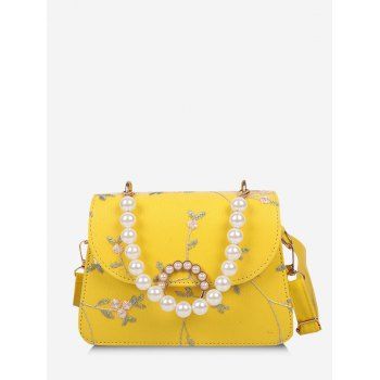 

Floral Faux Pearl Crossbody Bag, Yellow