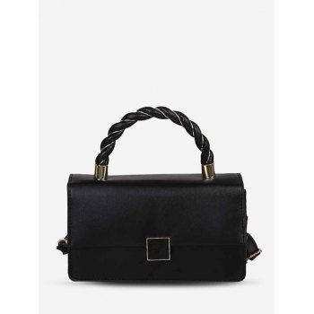 

Double Strap Faux Leather Flap Crossbody Bag, Black