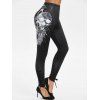 Legging à Imprimé Crâne Halloween à Lacets - Noir L