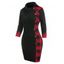 Robe Pull Moulante à Carreaux Imprimé avec Bouton - Noir XXL