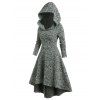 Hooded Heathered High Low Knitted Midi Dress