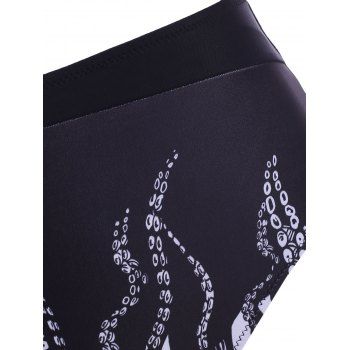 Buy Beach Cutout Swimsuit Criss Cross Octopus Print Tankini Swimwear. Picture