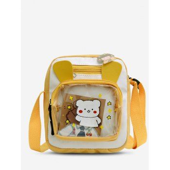 

Cartoon Bear Print Rectangle Crossbody Bag, Sun yellow