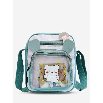 

Cartoon Bear Print Rectangle Crossbody Bag, Sea blue