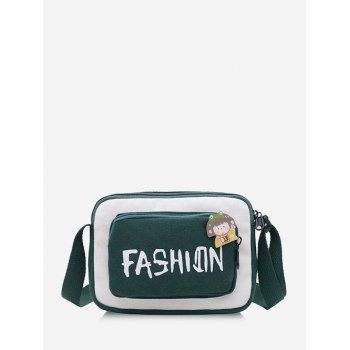 

Letter Print Canvas Brooch Crossbody Bag, Milk white