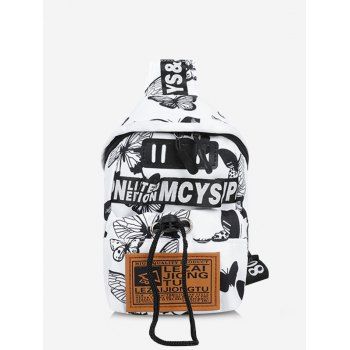 

Animal Print Letter Patch Casual Chest Bag, White