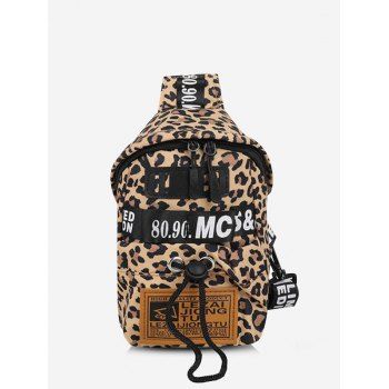 

Animal Print Letter Patch Casual Chest Bag, Brown