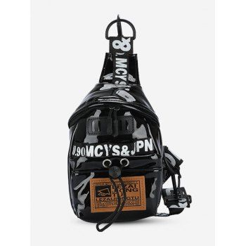 

Letters Pattern Patch Casual Chest Bag, Black