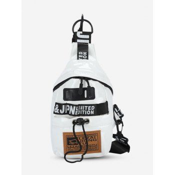 

Letters Pattern Patch Casual Chest Bag, Milk white
