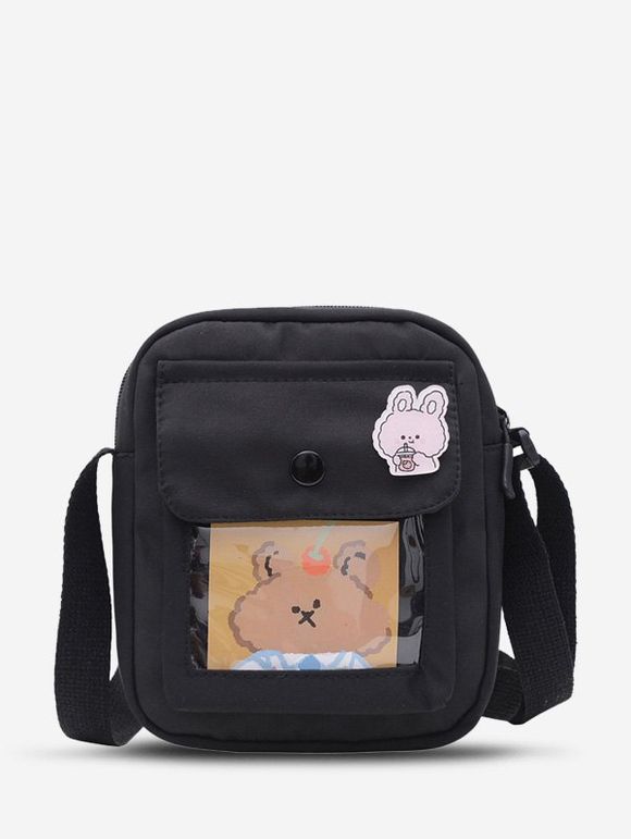 Sac à Bandoulière Transparent Motif D'Animal Dessin Animé avec Poche - Noir 