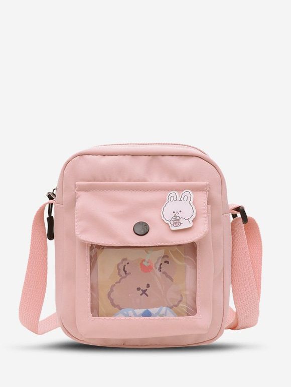 Sac à Bandoulière Transparent Motif D'Animal Dessin Animé avec Poche - Rose 