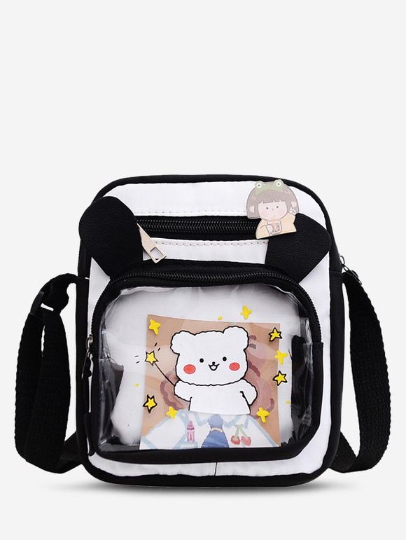 Sac à Bandoulière Rectangle à Imprimé Lettre Dessin Animé - Noir 