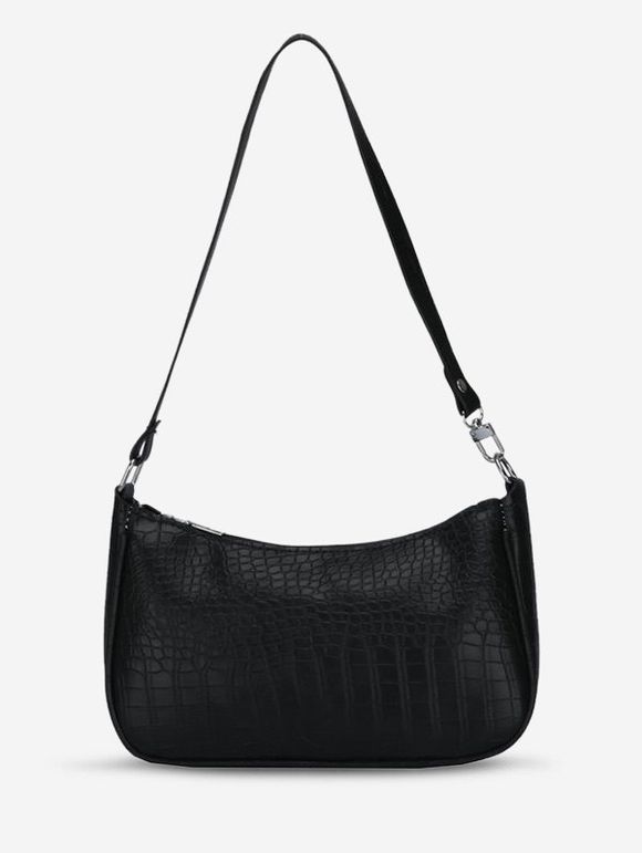 Sac à Bandoulière avec Imprimé Couleur Unie - Noir 
