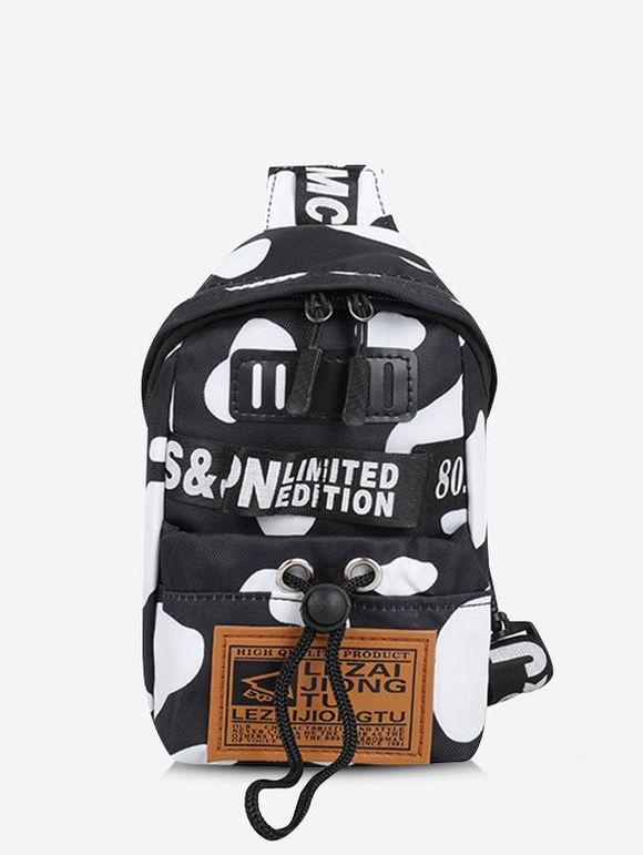 Sac de Poitrine Décontracté Animal à Imprimé Lettre - Noir 