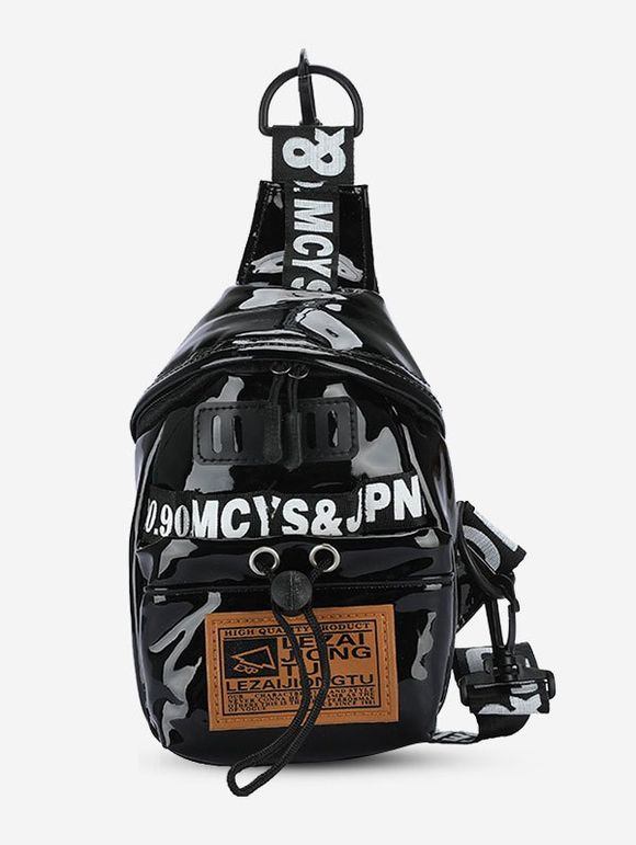 Sac de Poitrine Décontracté Motif de Lettre Patch - Noir 