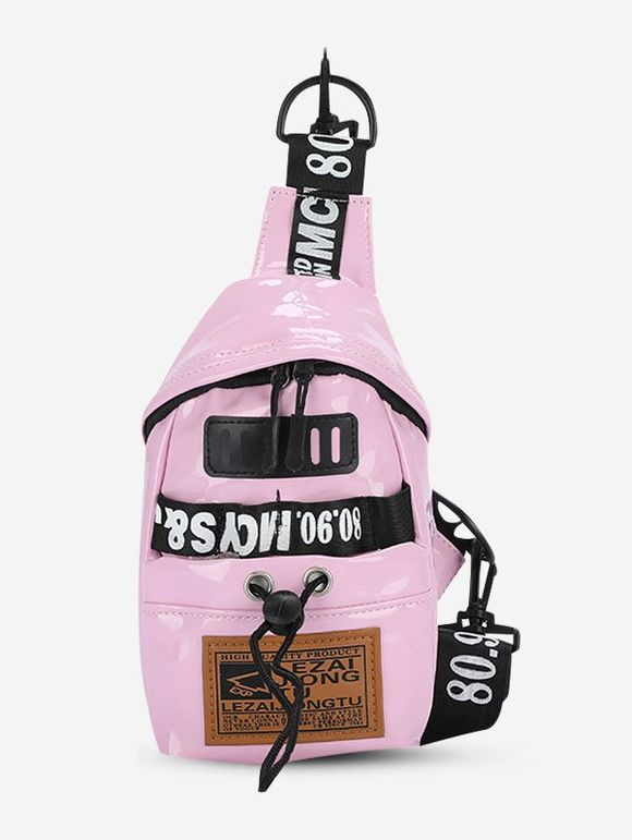 Sac de Poitrine Décontracté Motif de Lettre Patch - Rose 