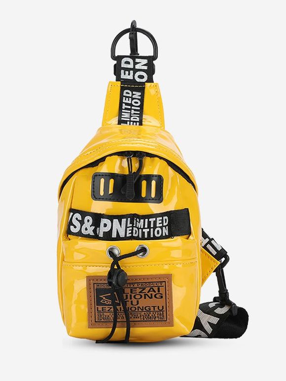 Sac de Poitrine Décontracté Motif de Lettre Patch - Jaune Soleil 