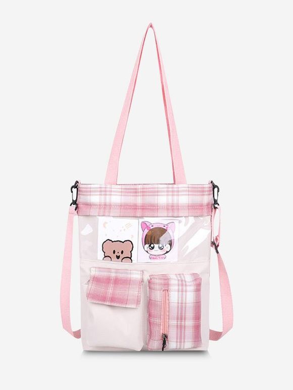 Sac à Main de Poche Imprimé Carreaux Cartoon - Rose 