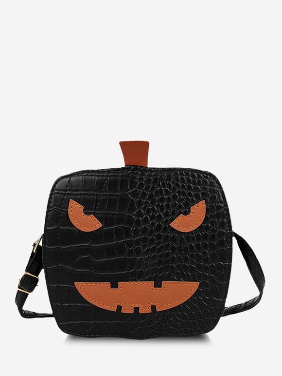 Sac à Bandoulière à Imprimé Citrouilles Effrayantes pour Halloween - Noir 