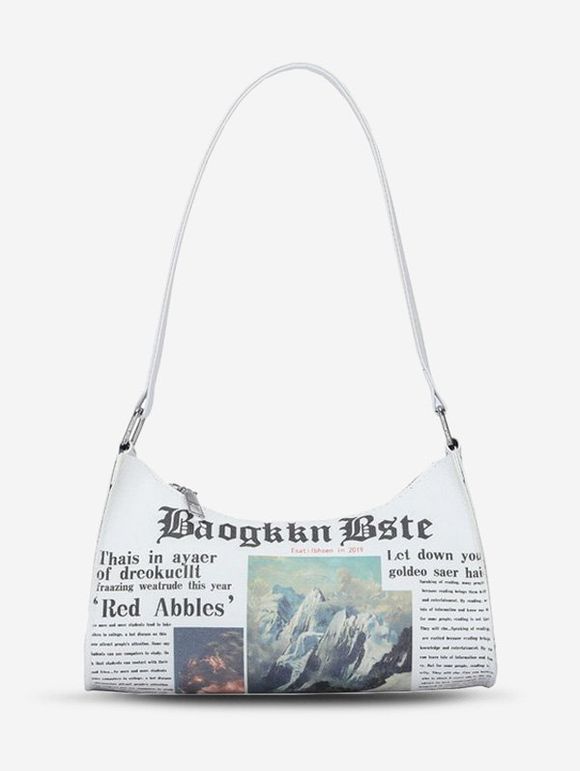 Sac à Bandoulière Journal Imprimé - Blanc Lait 